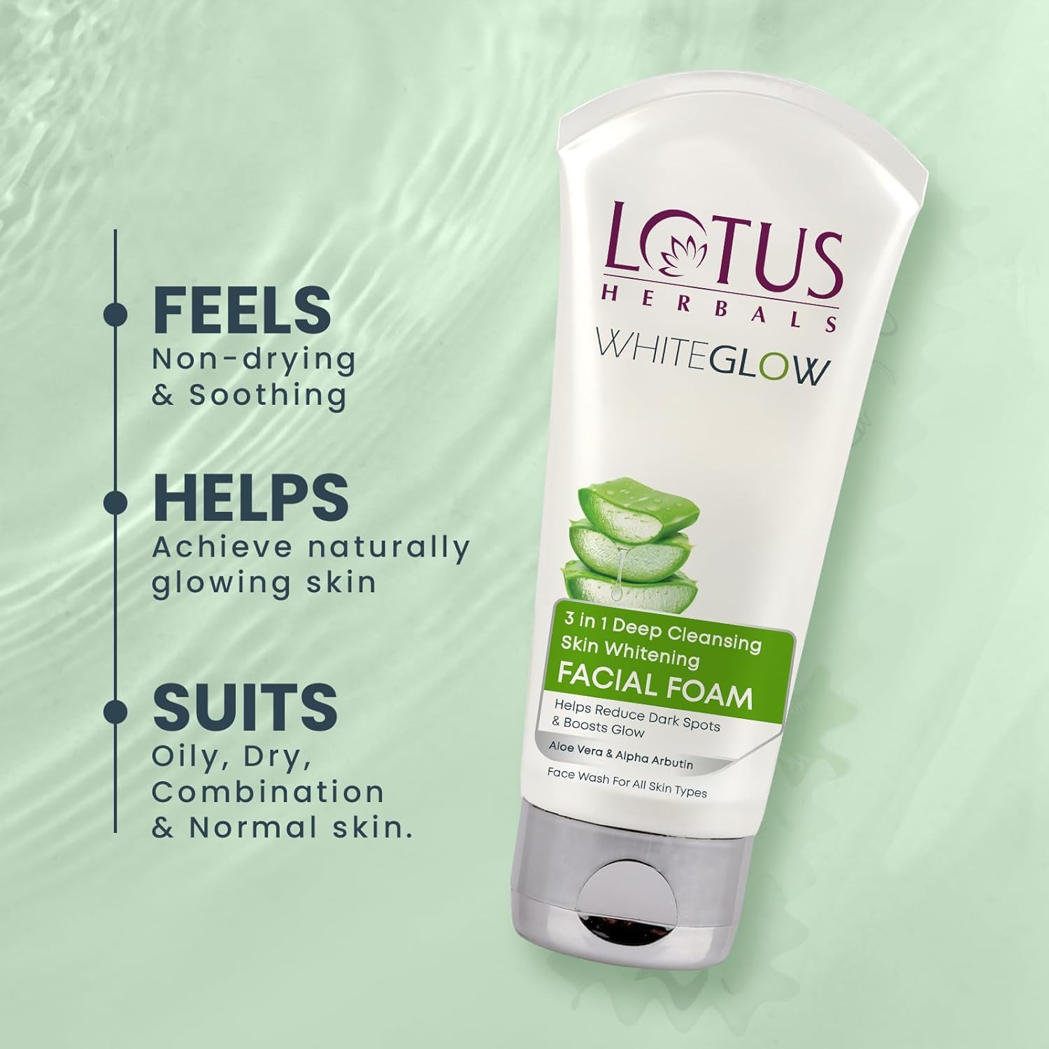 Lotus Herbals 3 in 1 Deep Cleansing Facial Foam | Face Wash for Women & Men | Blocks Melanin Production | Acne-Control & Oil-Control | Fades Dark Spots | 100 Gm