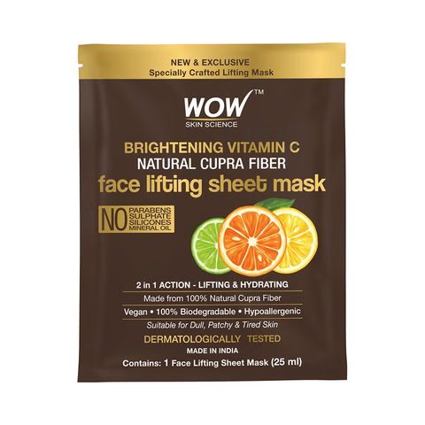WOW Skin Science Himalayan Rose Natural Cupra Fiber Face Lifting Sheet Mask - Skin Brightening, Skin Smoothening And Skin Toning - 25 Ml