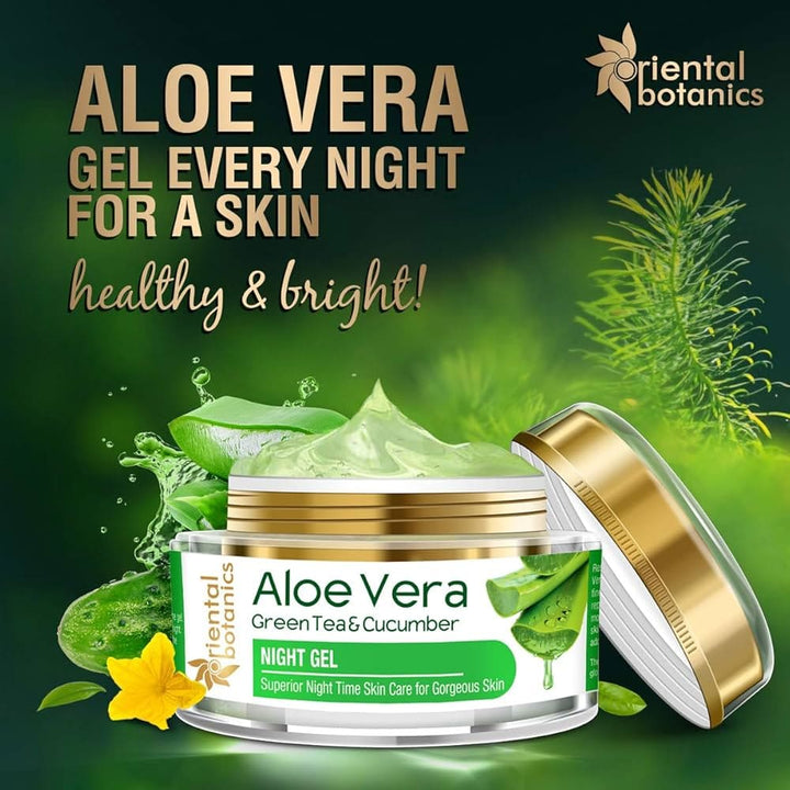 Oriental Botanics Aloe Vera, Green Tea & Cucumber Night Gel Cream, 50gm