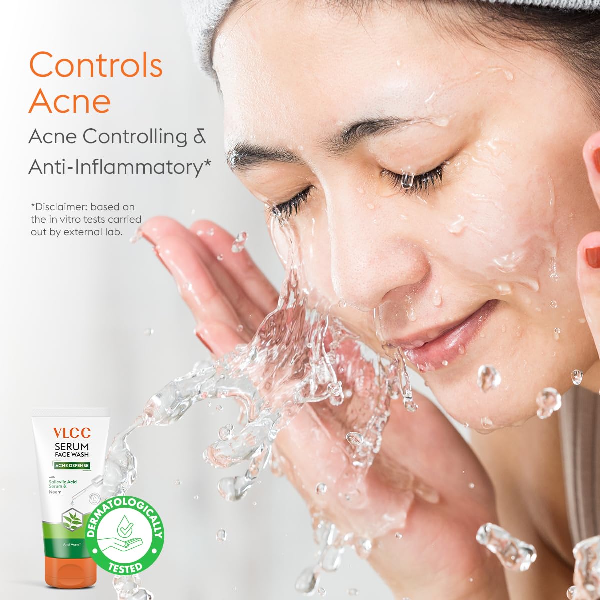 VLCC Serum Face Wash | Salicylic Acid & Neem Face Cleanser for Acne, Pimples & Unclogged Pores | Dermatologically Tested | 50ml