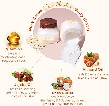 PureSense Deep Moisture Body Butter Cream with Shea Butter & Jojoba Oil | For Deeply Nourished & Intensely Moisturised Skin | Suitable for Dry Skin | For Men & Women | 160ml