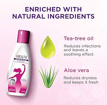 VHealth Intimate Hygiene Liquid Wash with Tea Tree Oil & Aloe Vera, Prevents Dryness, Itchiness & Irritation, Bad Odour, Balances PH, Paraben/Sulfate Free, Clear, 100 ml