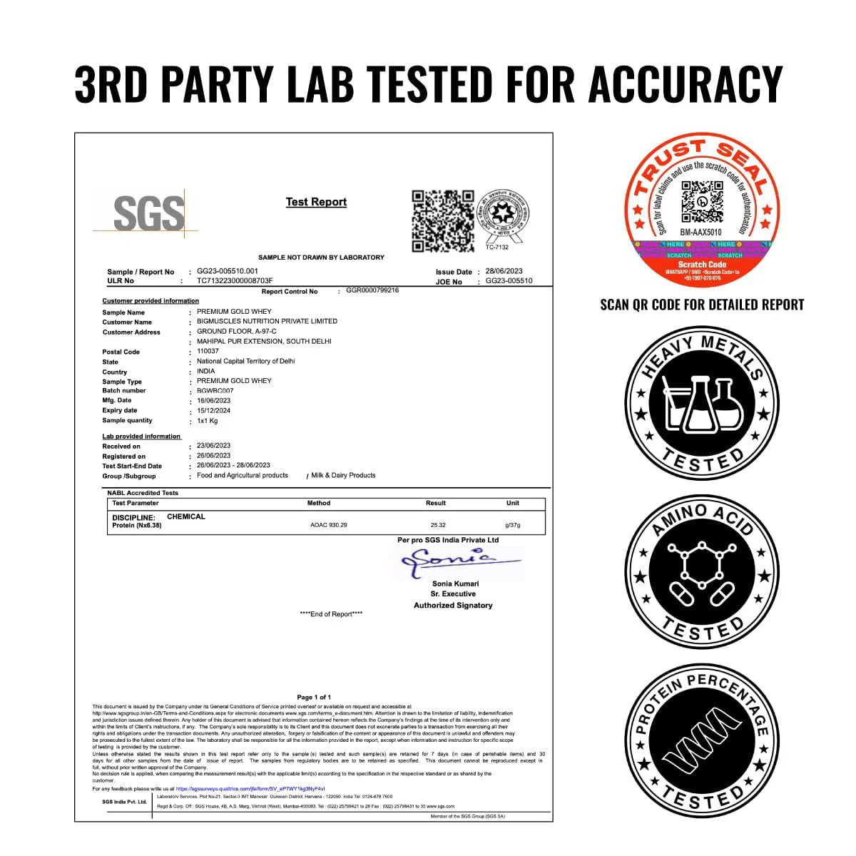 Big Muscles Premium Gold Whey Protein – Belgian Chocolate (1 kg)