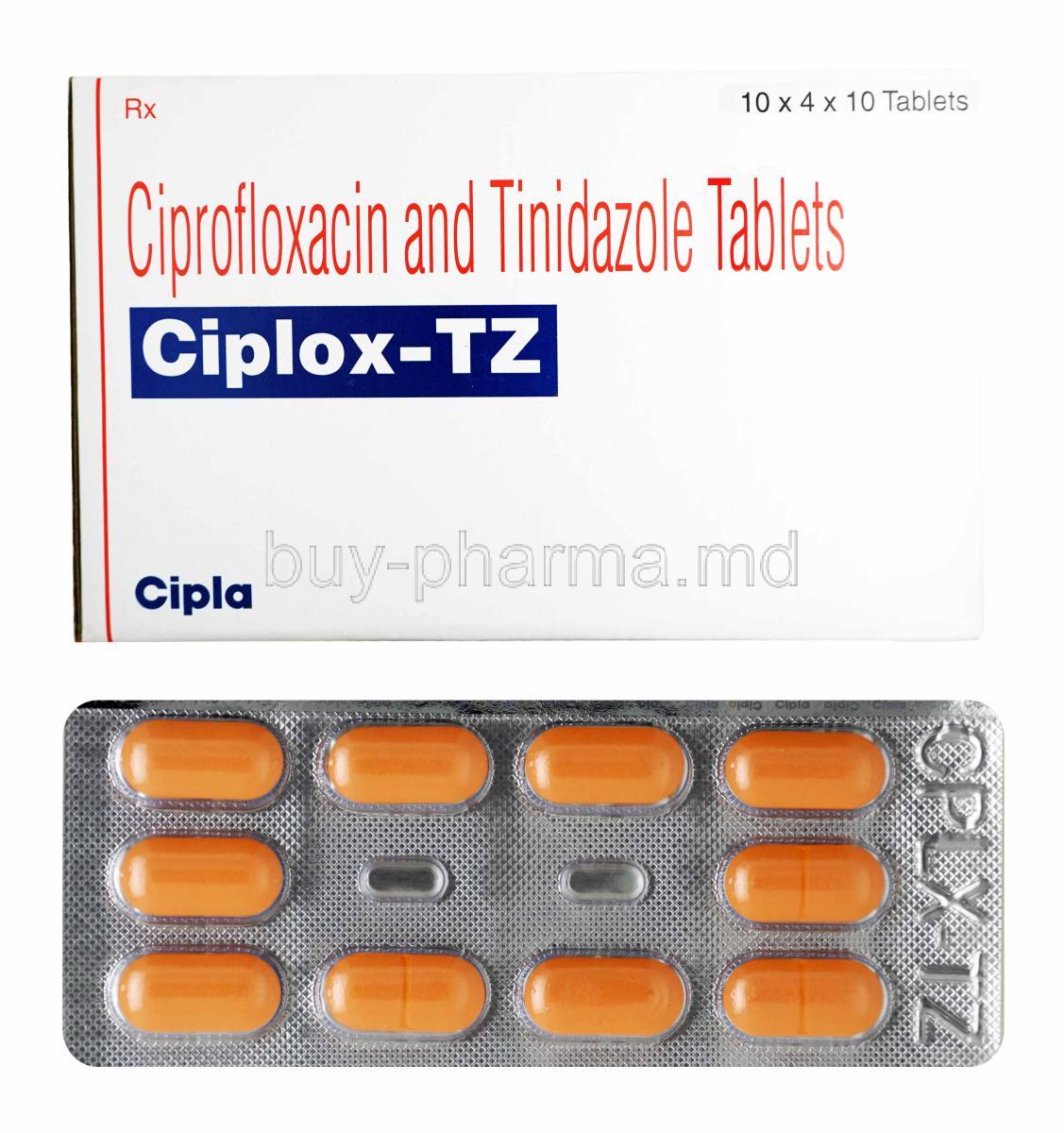 Ciprofloxacin 500mg and Tinidazole 600mg Tablets