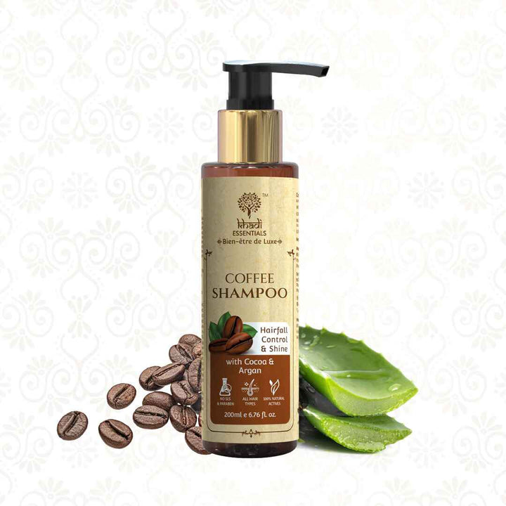 Khadi Essentials Coffee Shampoo, 200ml with Cocoa & Argan for Hair fall Control & Shine
