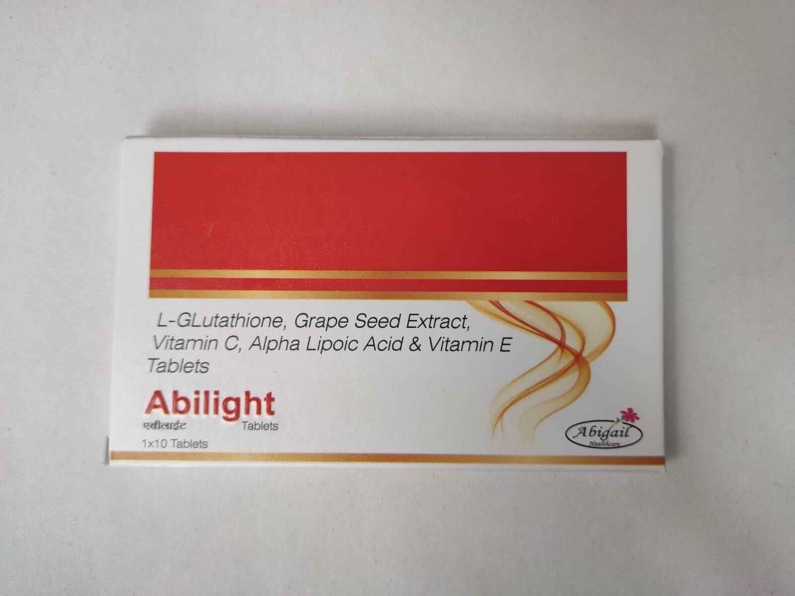 Abilight L-Glutathione, Grape Seed Extract, Vitamin C, Alpha Lipoic Acid and Vitamin E Tablets