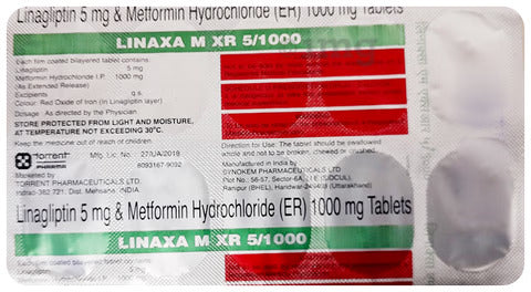 Linagliptin 5mg and Metformin Hydrochloride 1000mg Tablets