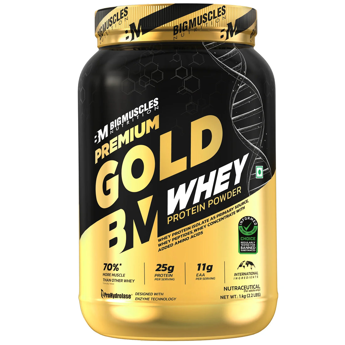 Big Muscles Premium Gold Whey Protein – Belgian Chocolate (1 kg)