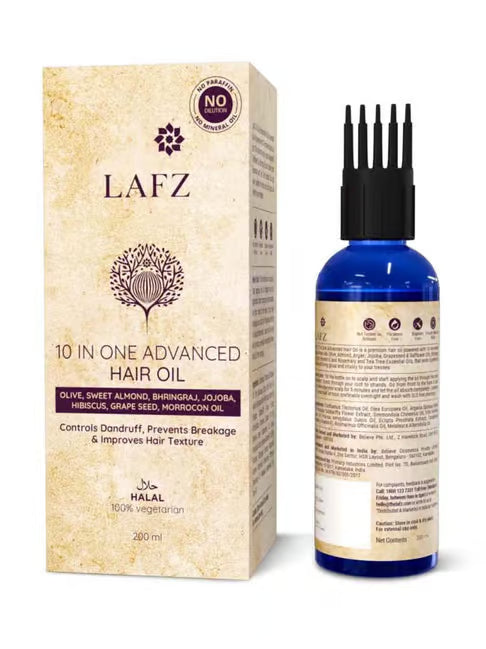 Lafz 10-In-1 Advanced Hair Oil For Dandruff & Hair Fall with No Dilution - 200 ml