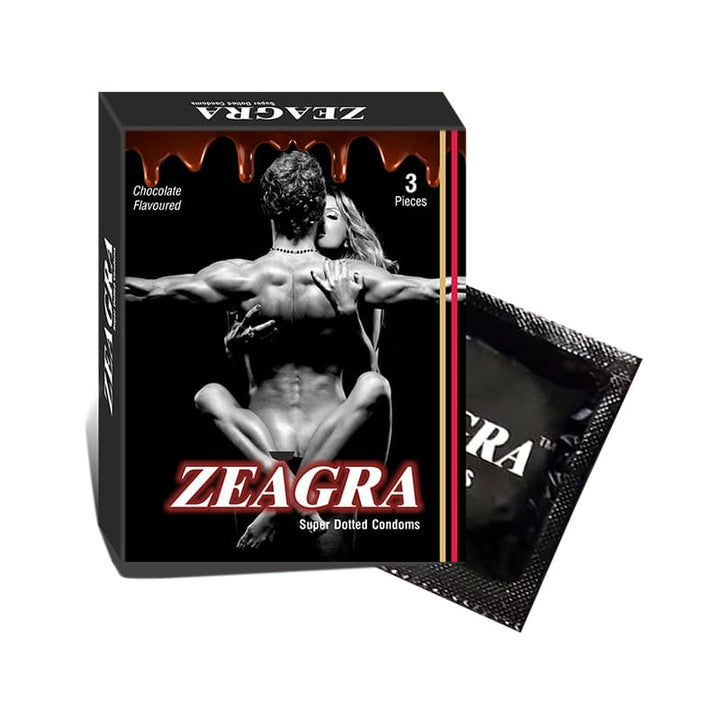 ZEELAB Zeagra Super Dotted Condoms (Pack of 3 Pieces) | Chocolate Flavour