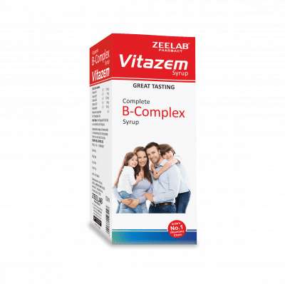 Vitamin B1 (Thiamine) 1.5 mg, B2 (Riboflavin) 1 mg, B6 (Pyridoxine) 0.5 mg, B12 (Cobalamin) 1 mcg, Niacinamide 15 mg Syrup