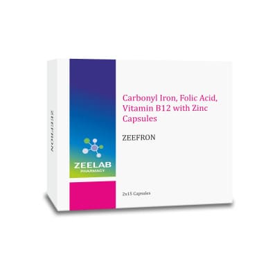 Iron Carbonyl (100mg) + Folic Acid (1mg) + Vitamin B12 (5mcg) + Zinc (25mg) Capsules