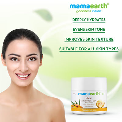 Mamaearth Ubtan Night Face Mask | Turmeric & Saffron Overnight Glow Face Mask for Radiant Skin | 100g