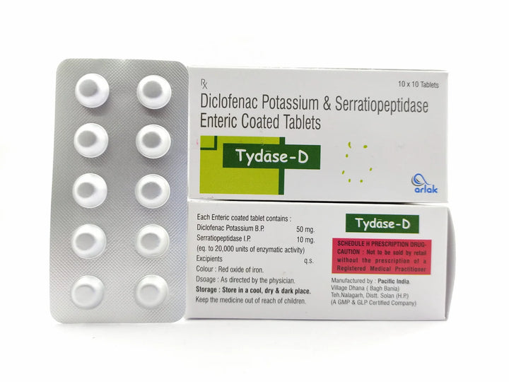 Serratiopeptidase 10mg and Diclofenac Sodium 50mg Tablets