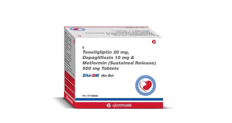 Teneligliptin 20mg, Dapagliflozin 10mg and Metformin Hydrochloride (Sustained Release) 500mg Tablets