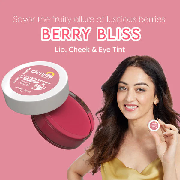 Clensta Lip Cheek Tint, With Goodness Of Vitamin E & Castor Oil, Nourishes & Hydrates Dry Chapped Lips, Blush & Eyeshadow For Women & Girls|Matte Finish (5 G)