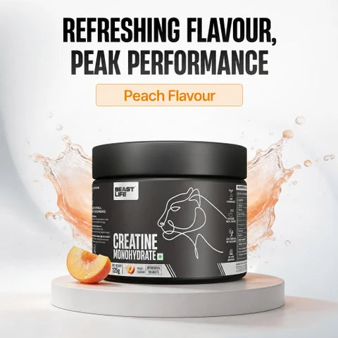 BeastLife Creatine Monohydrate | 125g | 33 Servings | NABL Lab Tested | Tropical Tango & Peach Flavors | Premium Sports Nutrition Supplement