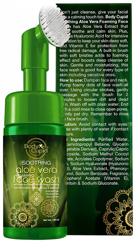 BODY CUPID Soothing Aloe Vera Foaming Face wash with Built in Brush - 100 ml