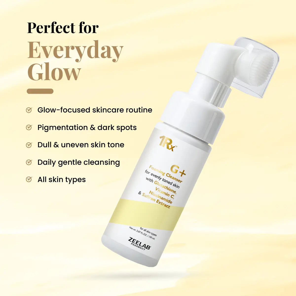 ZEELAB 1Rx G+ Foaming Cleanser with Glutathione + Vitamin C + Niacinamide (150 ML)