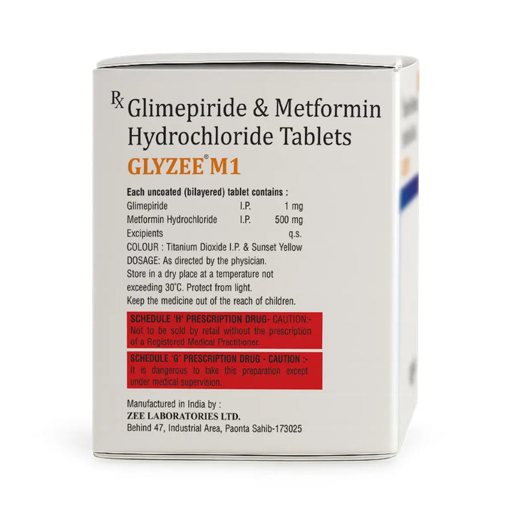 Metformin Hydrochloride 500mg and Glimepiride 1mg Tablets IP