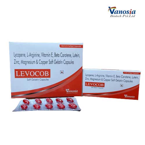 LEVOCOB: Lycopene +L-arginine+Betacarotene +Lutein +Multivitamins+Multiminerals Soft gel capsule