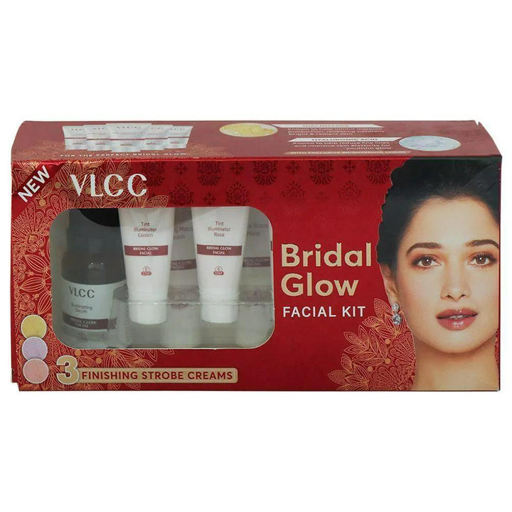 VLCC Bridal Glow Facial Kit 49g | 5-Step Facial Kit with Niacinamide, Hyaluronic Acid & Vitamin C | Radiant Glow