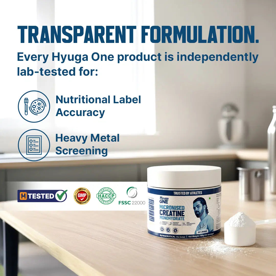 HYUGAONE Micronised Creatine Monohydrate 100g | Pure Creatine Powder for Strength & Muscle Performance