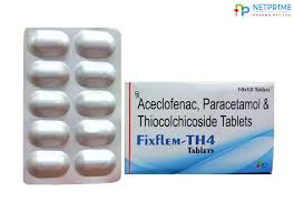 Aceclofenac 100mg, Paracetamol 325mg and Thiocolchicoside 4mg Tablets