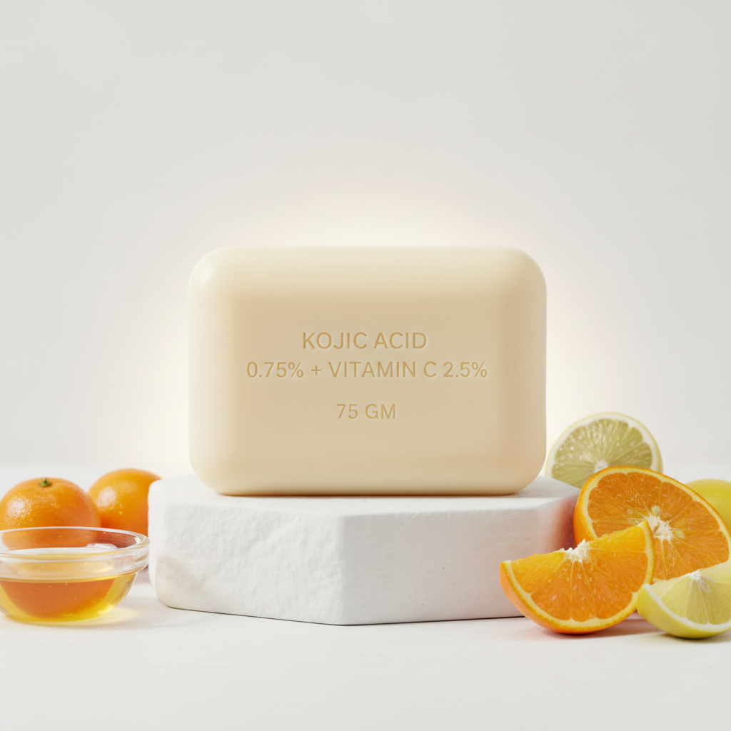 Kojic Acid 0.75% + Vitamin C 2.5% Soap | Skin Brightening & Pigmentation Care Soap | 75g