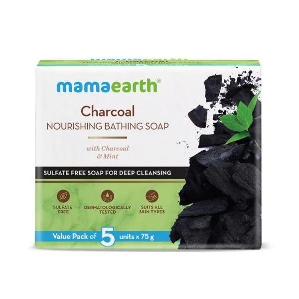 Mamaearth Charcoal Nourishing Soap With Charcoal and Mint for Deep Cleansing – 5x75g