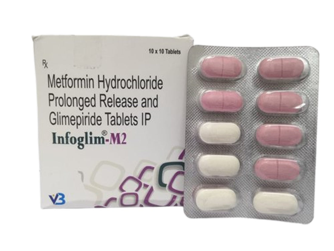 Metformin Hydrochloride Prolonged-release 500mg and Glimepiride 2mg Tablets IP