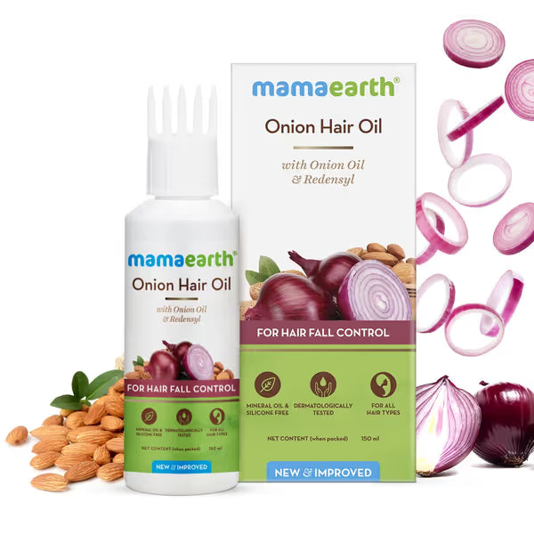 Mamaearth Onion Hair Oil with Onion Oil & Redensyl for Hair Fall Control | Boosts Hair Growth | Adds Strength & Shine | 200 ml