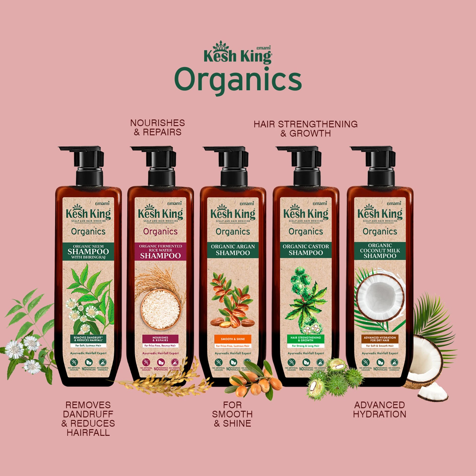 Kesh King Organics Anti Frizz Shampoo with Fermented Rice Water | For Dry & Frizzy Hair | 300ml