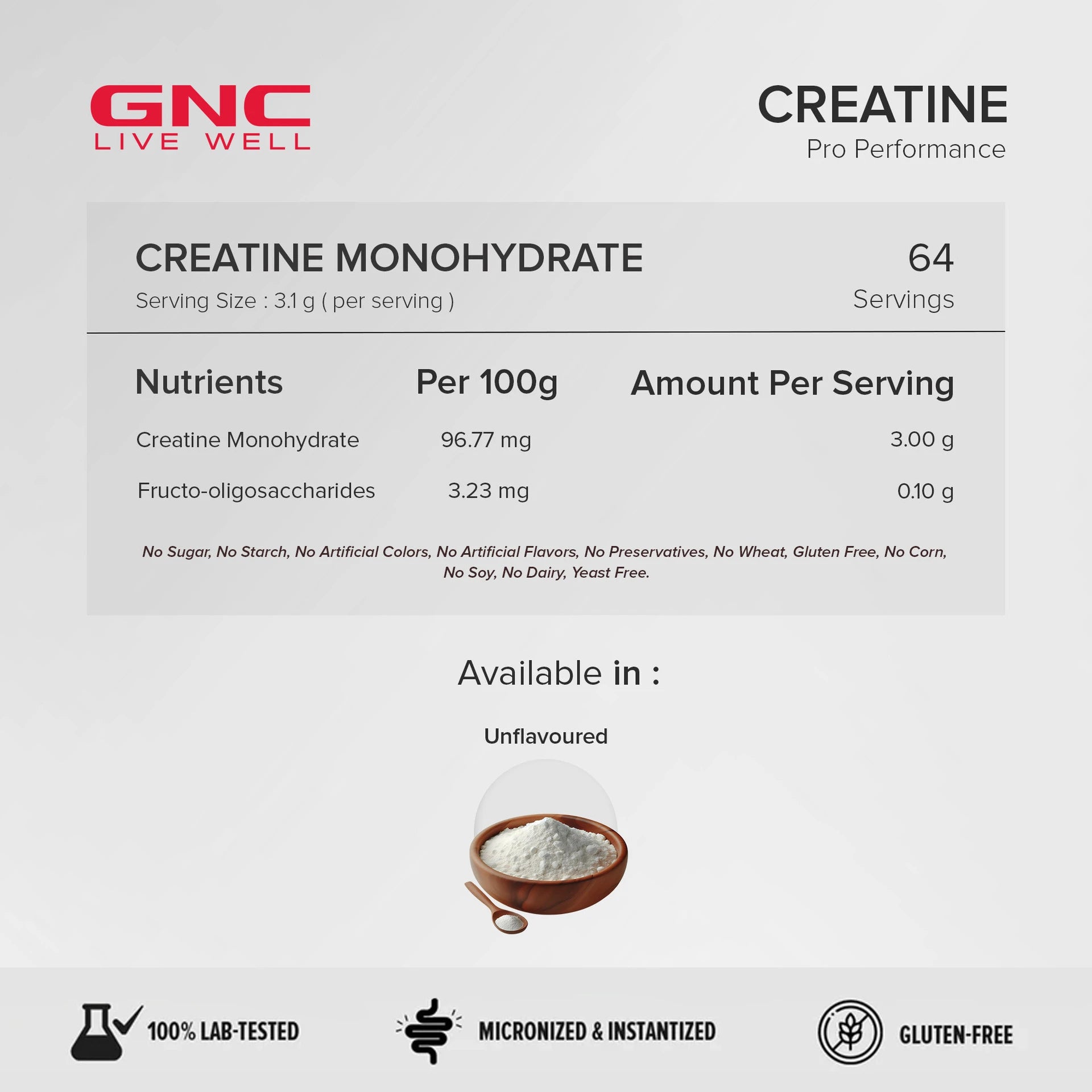 GNC Pro Performance Creatine Monohydrate (100gms)