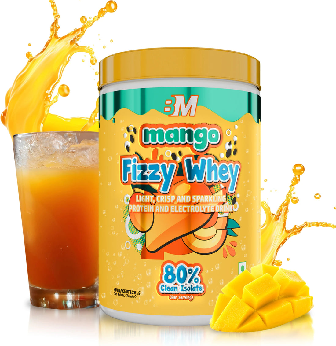 BigMuscles Fizzy Whey Clear Whey Protein Isolate + Electrolytes | 80% Protein | 0g Lactose | 0 Added Sugar | 600g