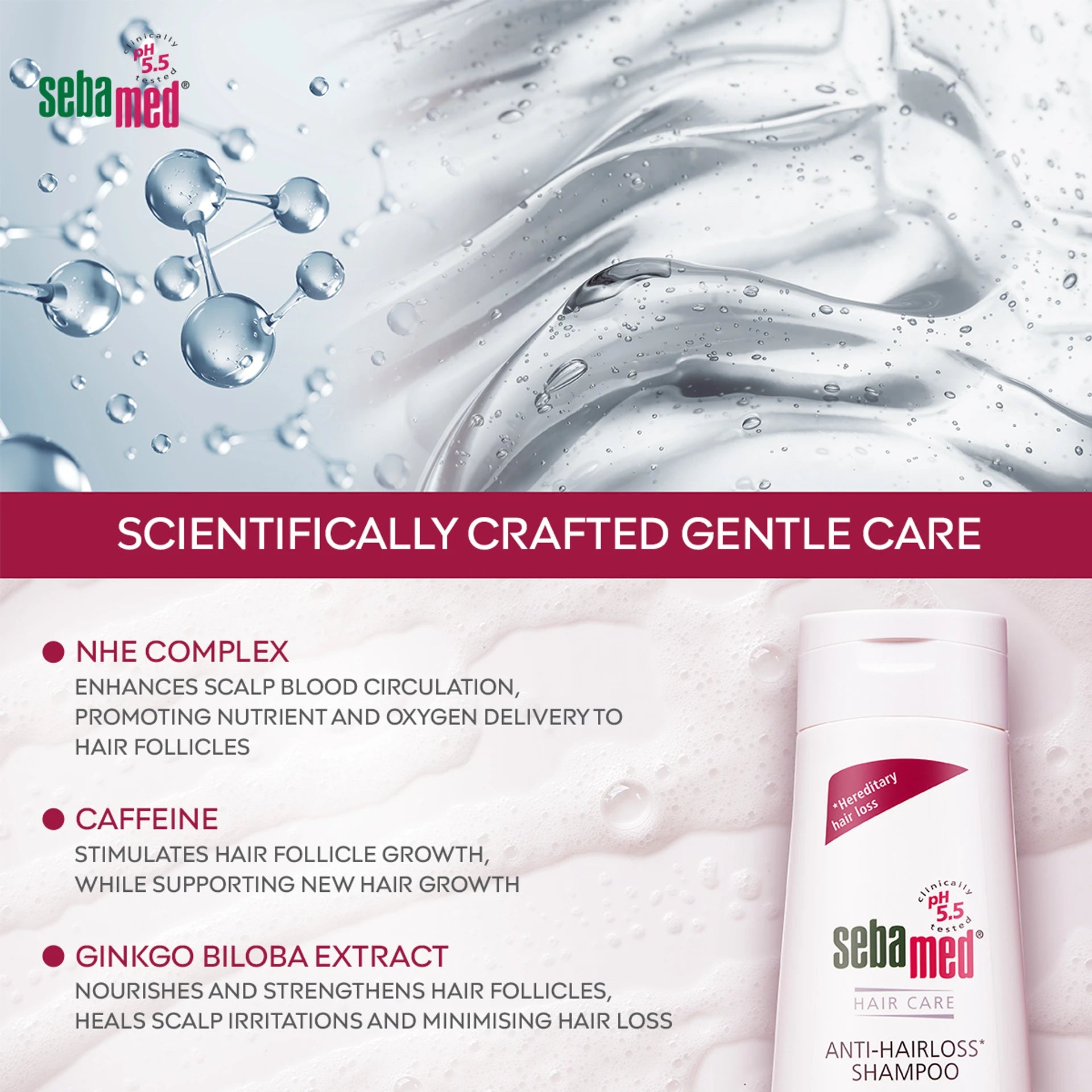 Sebamed Anti-Hairloss Shampoo | pH 5.5 | Reduces Hair Loss | 200ml
