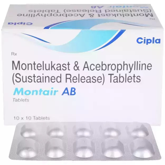 Acebrophylline 200mg (Sustained Release) and Montelukast 10mg Tablets 10's