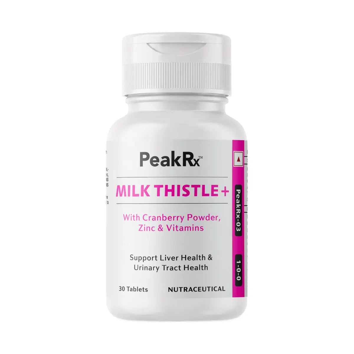 ZEELAB PeakRx Milk Thistle+ Tablets | Milk Thistle, Cranberry Powder, Zinc & Vitamins for Liver, Kidney & Immune Health