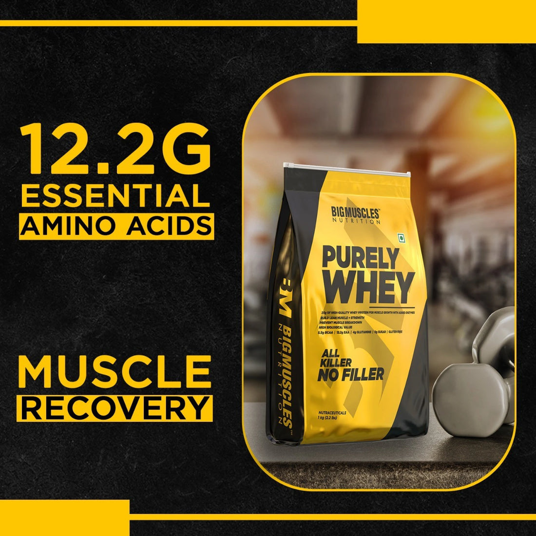 BIGMUSCLES NUTRITION Purely Isolate Matrix Whey Protein | 25g Protein, 12.2g EAA & 4g Glutamine | 0g Sugar | Double Rich Chocolate | 1kg