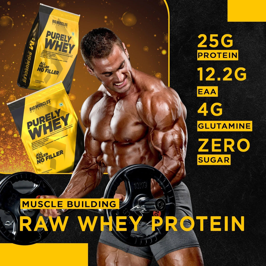 BIGMUSCLES NUTRITION Purely Isolate Matrix Whey Protein | 25g Protein, 12.2g EAA & 4g Glutamine | 0g Sugar | Double Rich Chocolate | 1kg