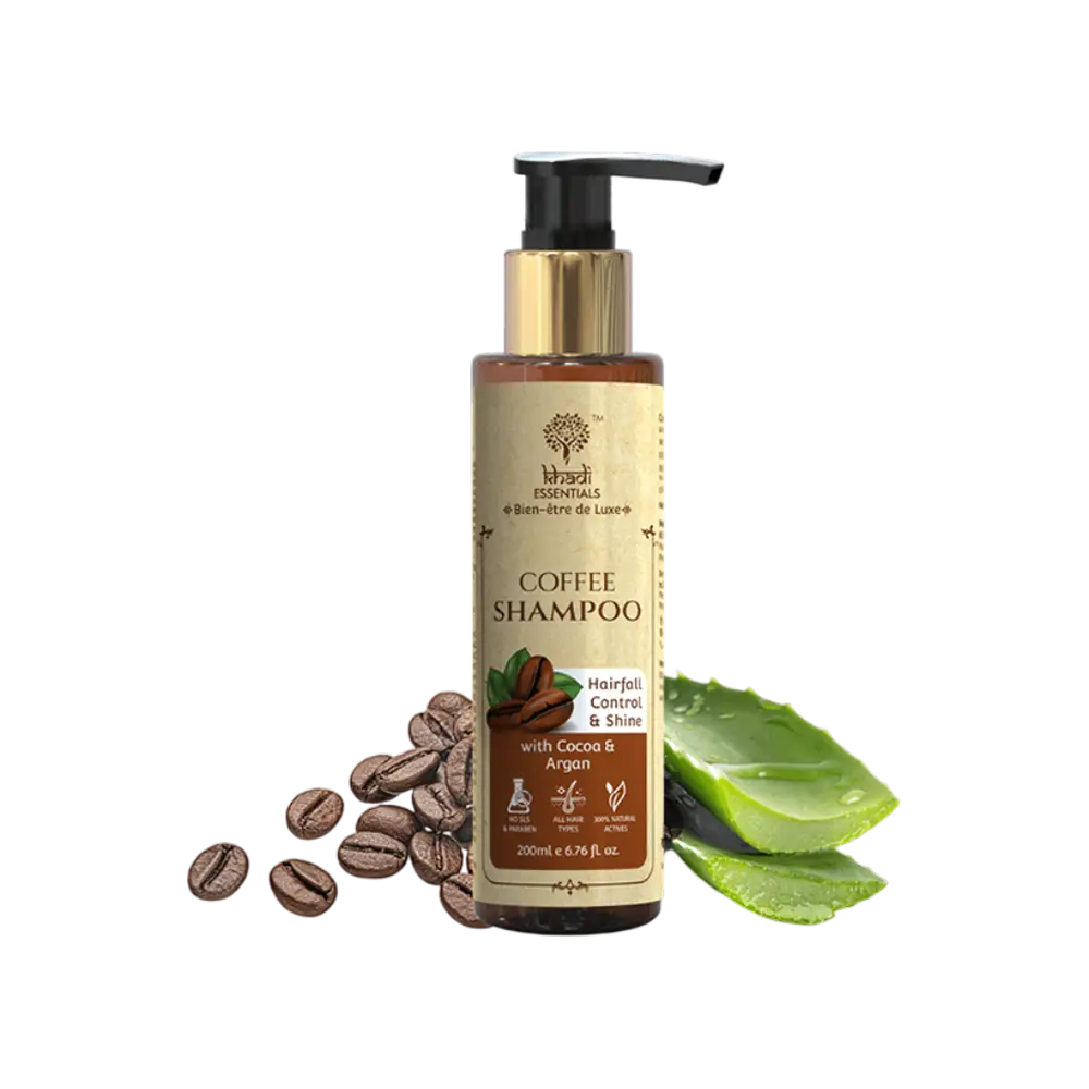 Khadi Essentials Coffee Shampoo with Cocoa & Argan for Hair fall Control & Shine, 200ml