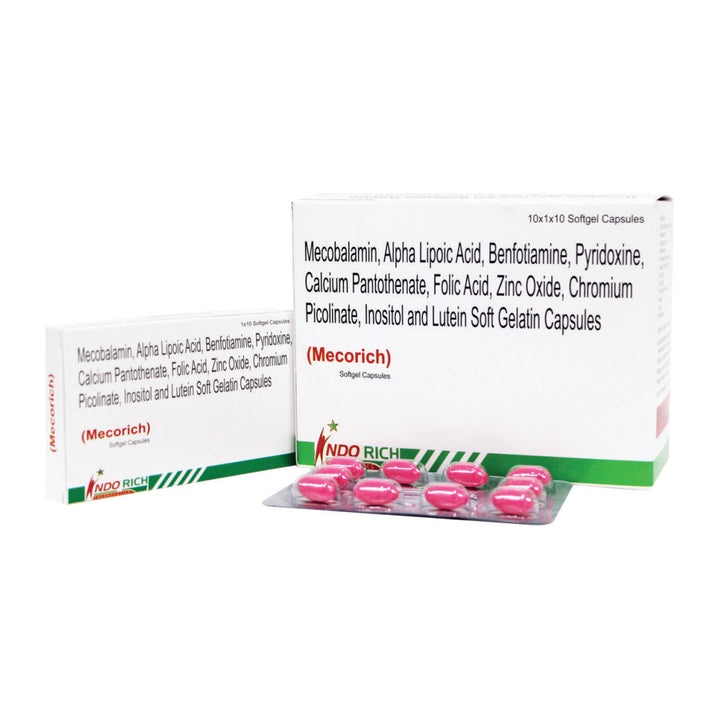 Alpha lipoic acid, Mecobalamin, Benfotiamine, Pyridoxine Hcl, Calcium pentothenate, Folic acid, Zinc oxide, Chromium picolinate, Inosito &amp; Lutein Capsules