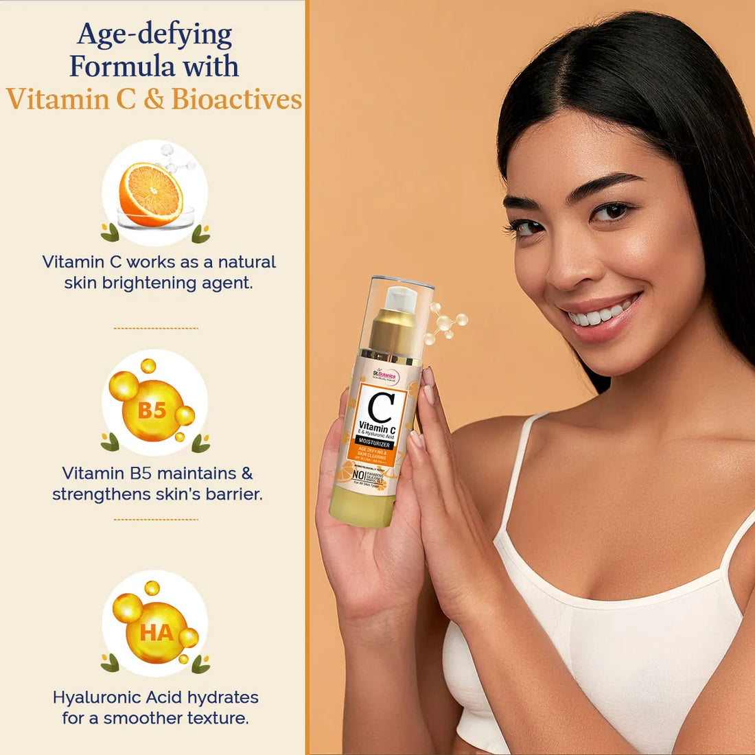 St.Botanica Vitamin C, E & Hyaluronic Acid Moisturizer Age Defying & Skin Clearing With SPF 30, with Stable & Effective Vitamin C & Broad Spectrum Sun Protection for Bright Skin | No Parabens & Sulphates | Vegan & Cruelty Free | 50gm