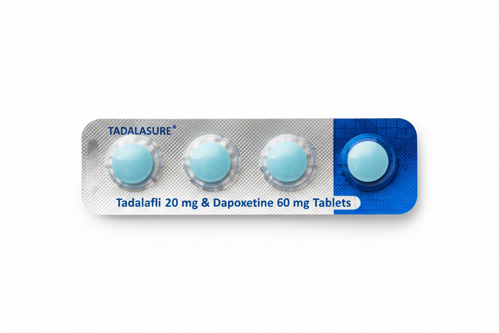 Tadalafil 20 mg & Dapoxetine 60 mg Tablets (4 tablets in a strip)