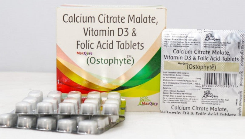 Calcium Citrate Malate 250mg , Vitamin D3 100IU and Folic Acid 50mcg Tablets