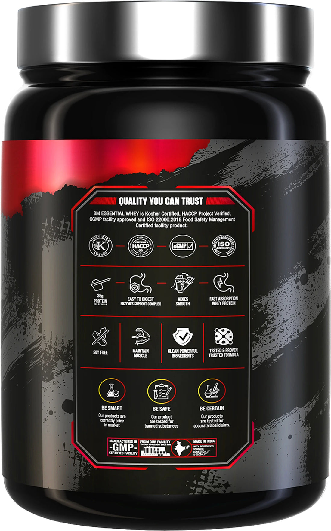 BIGMUSCLES NUTRITION Essential Whey Protein Powder | Whey Protein with Digestive Enzymes | 3rd Party Lab Tested | Rich Chocolate | 1kg | Premium Whey Protein Supplement