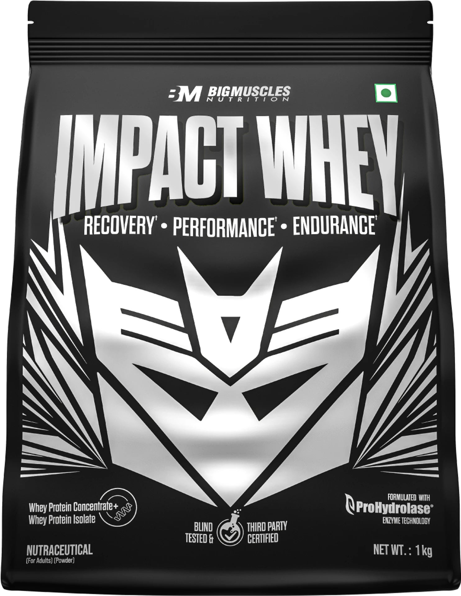 BIGMUSCLES NUTRITION Impact Whey Protein | Whey Protein Isolate + Concentrate | ProHydrolase® Technology | Belgian Chocolate | 1kg | Premium Whey Protein Supplement