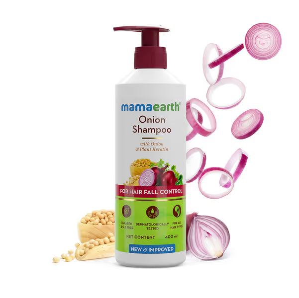 Mamaearth Onion Shampoo for Hair Growth and Hair Fall Control with Onion and Plant Keratin| 100ml