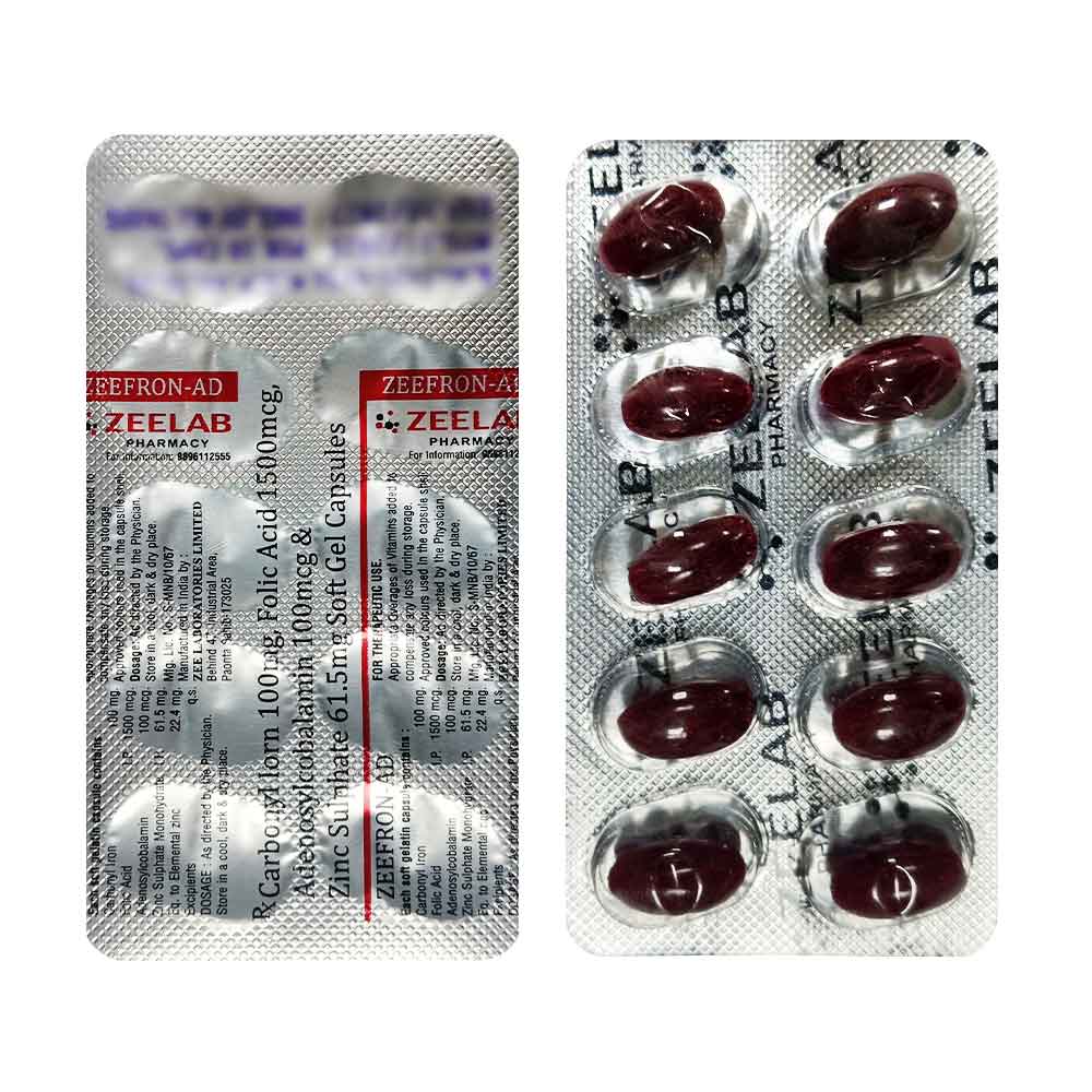 Adenosylcobalamin (100mcg) + Carbonyl Iron (100mg) + Folic Acid (1500mcg) + Zinc Sulfate (61.5mg) Capsules