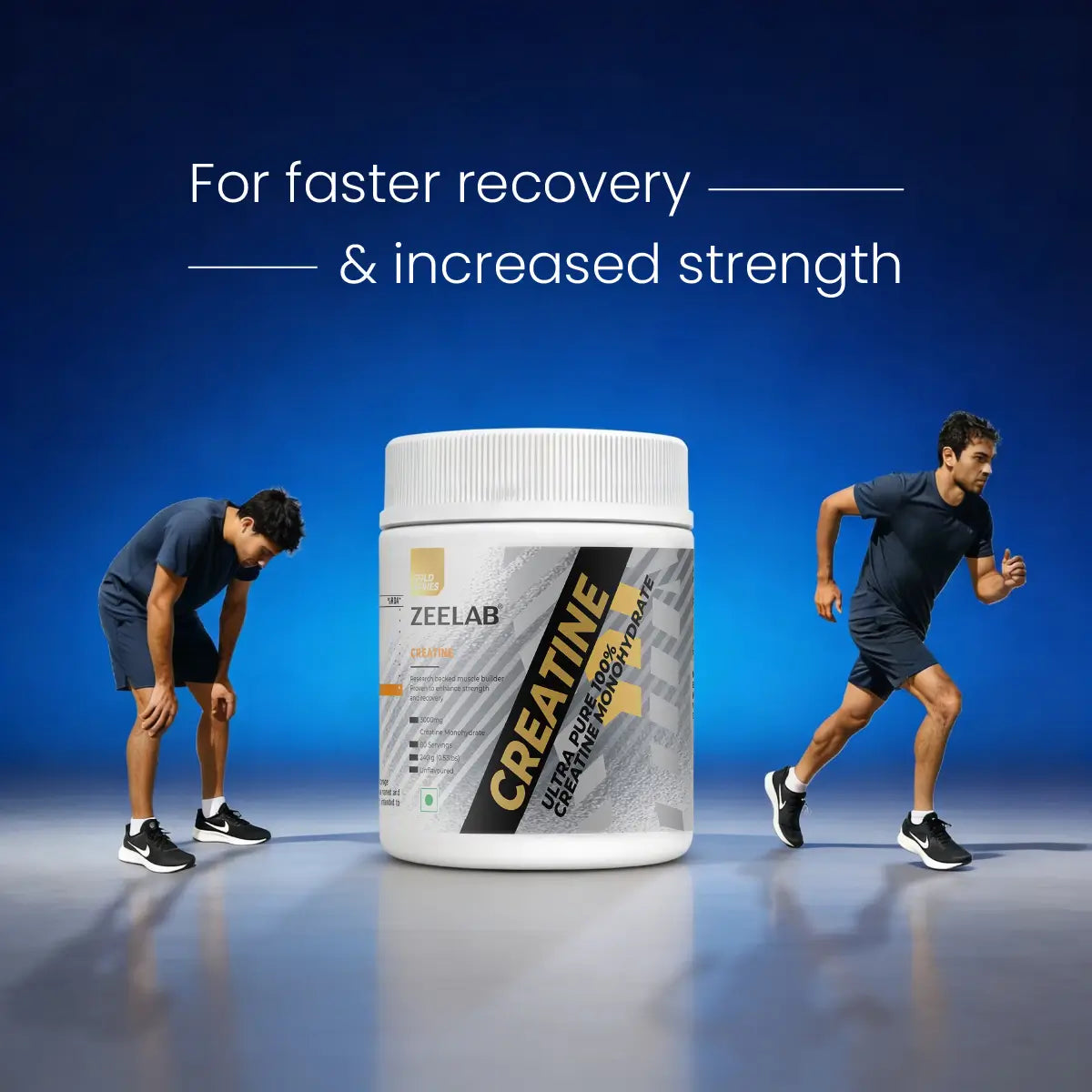 ZEELAB 100% Creatine Monohydrate Powder | Micronized Creatine for Muscle Strength, Power & Workout Performance | Unflavoured | 240g (80 Servings)